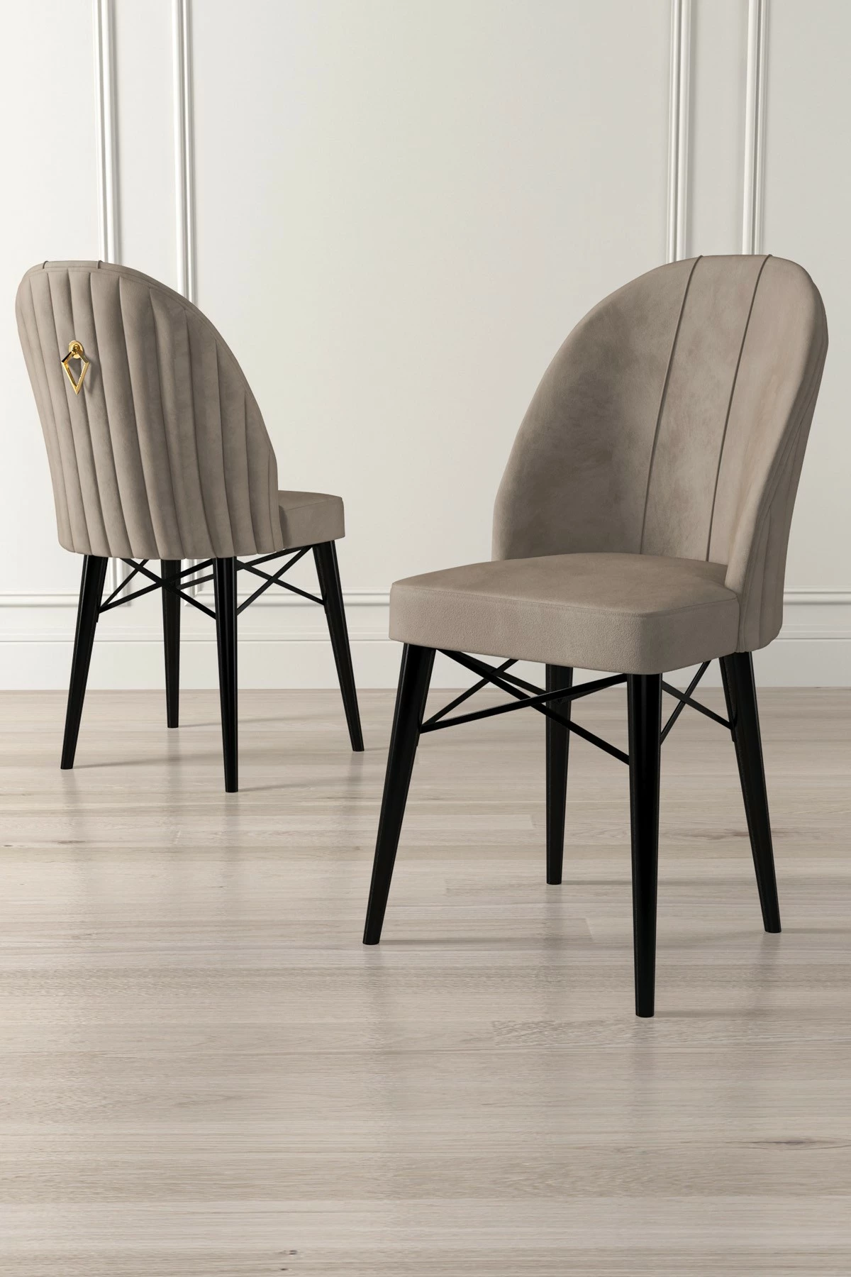 Set karrigesh (4 copë) Hanah Home, Ritim, kapuçino, e zezë