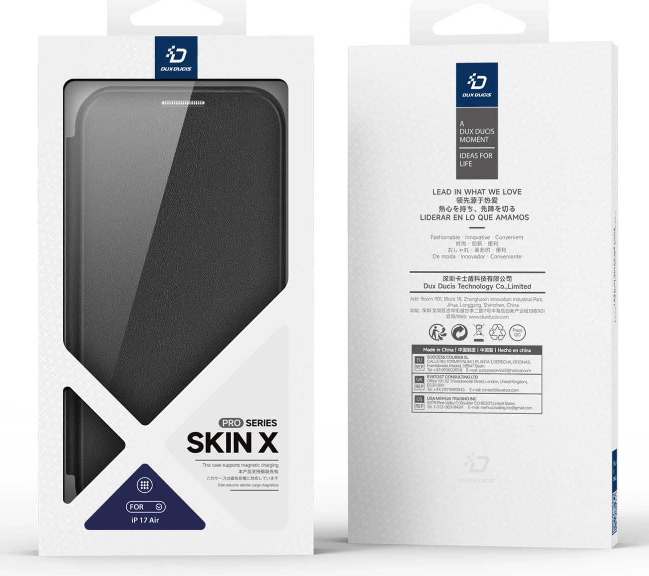 Mbështjellës Dux Ducis Skin X Pro për iPhone 17 Air, me portofol, MagSafe, e zezë