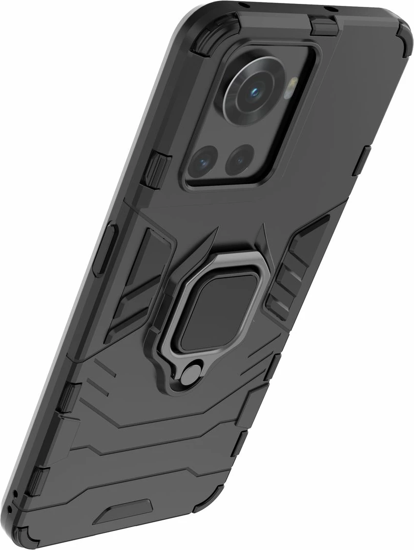 Mbështjellës Hurtel Ring Armor për OnePlus Ace, me dorezë magnetike, i zi