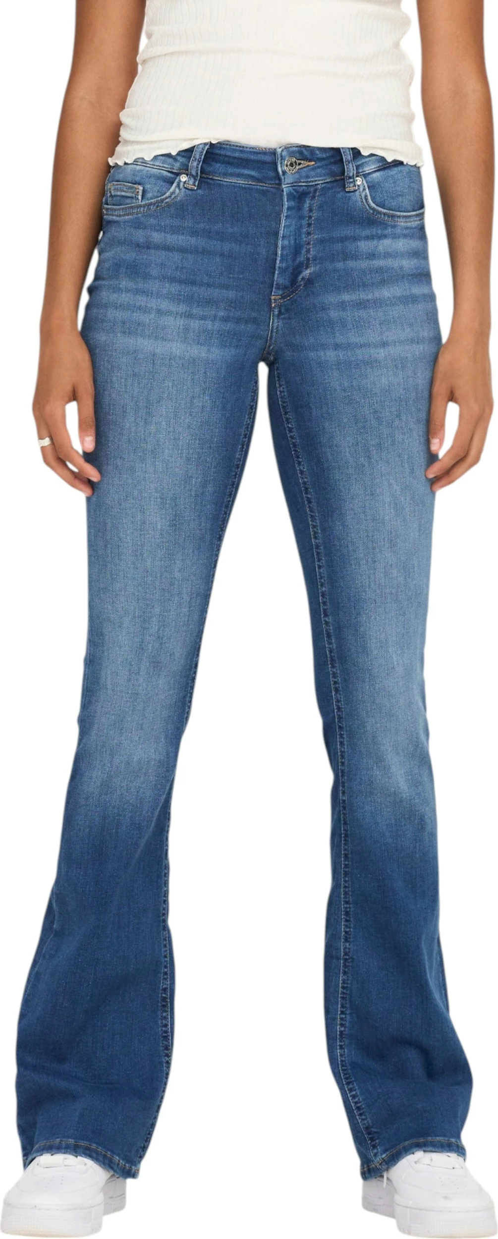Xhinse flared për femra Only ONLBLUSH LIFE MID FLARED BB REA1319, blu denim [Madhësia: M/32]