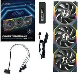 Ventilator kasë Lian Li UNI FAN SL Wireless LCD 120 ARGB, 120mm, 3-pack, i zi