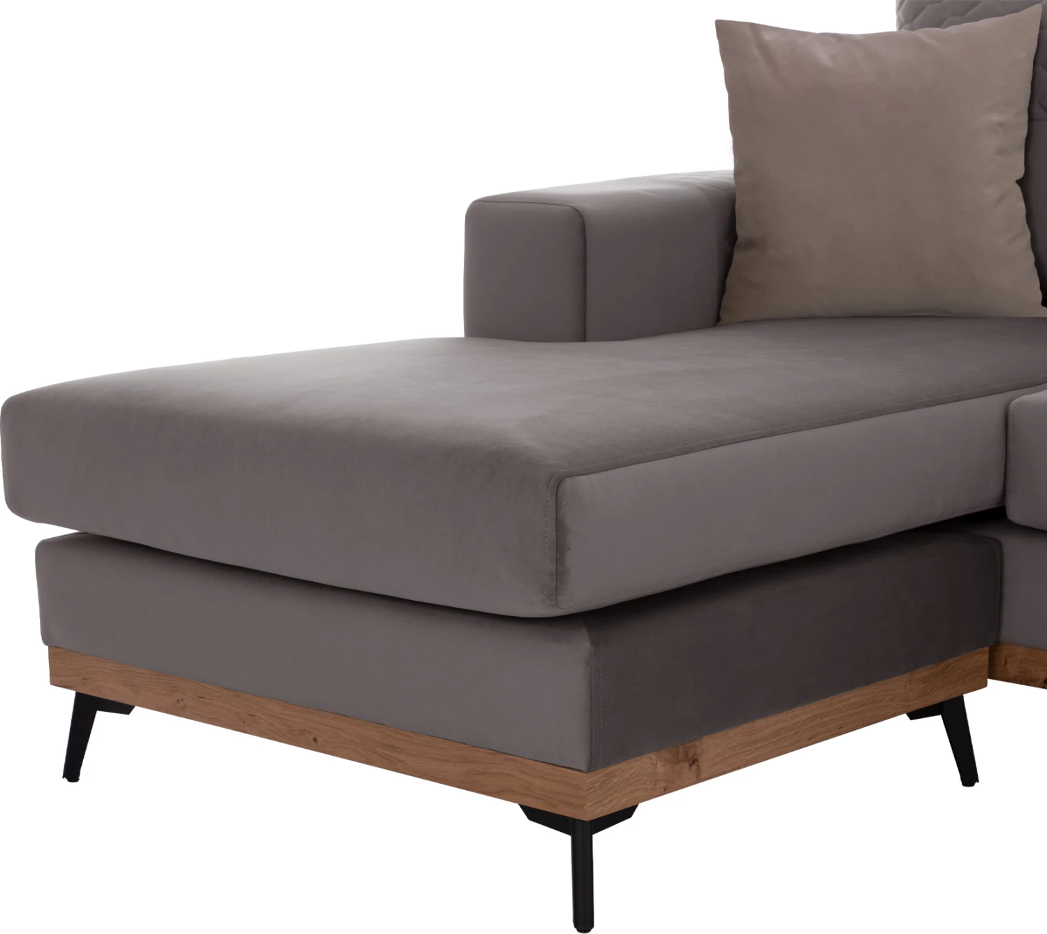 Divan qoshe PORTOFINO, ngjyrë gri, këmbë të larta