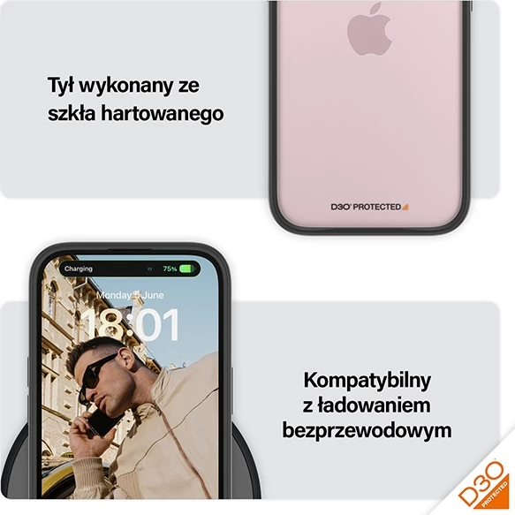 Mbështjellës PanzerGlass ClearCase për iPhone 15, Transparent & Zi