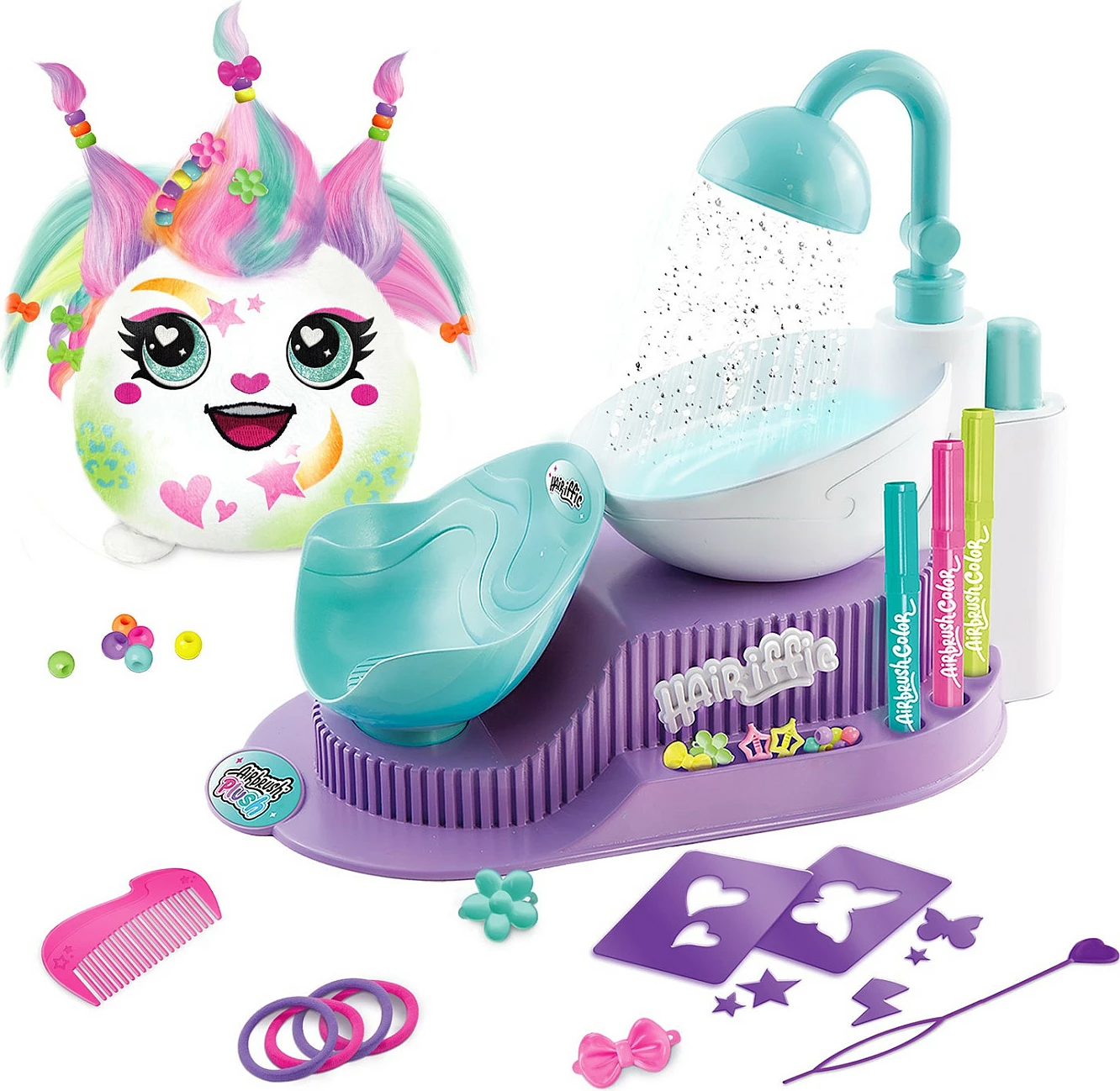 Set lodër sallon stilimi flokësh Canal Toys Airbrush Plush AIR 044, 148 pjesë, për fëmijë 6+, shumëngjyrësh