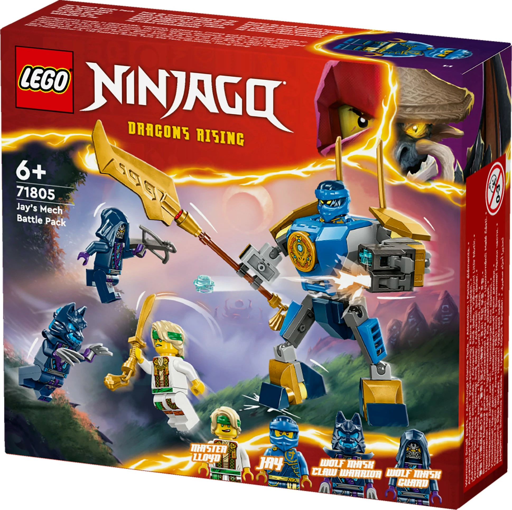 Set ndërtimi LEGO Ninjago 71805 Jay's Battle Mech, 78 pjesë, multikolor