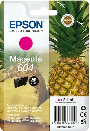 Toner Epson 604, Magenta, 2.4 ml, 604 faqe