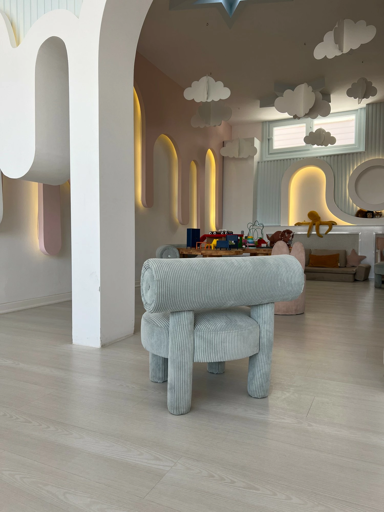 Karrige lounge Dino, ngjyrë kaltër