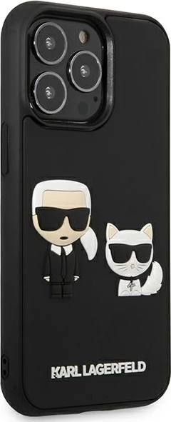 Mbështjellës Karl Lagerfeld KLHCP13L3DRKCK për iPhone 13/13 Pro 6.1\", hardcase TPU/PC, Karl & Choupette Ikonik 3D, i zi