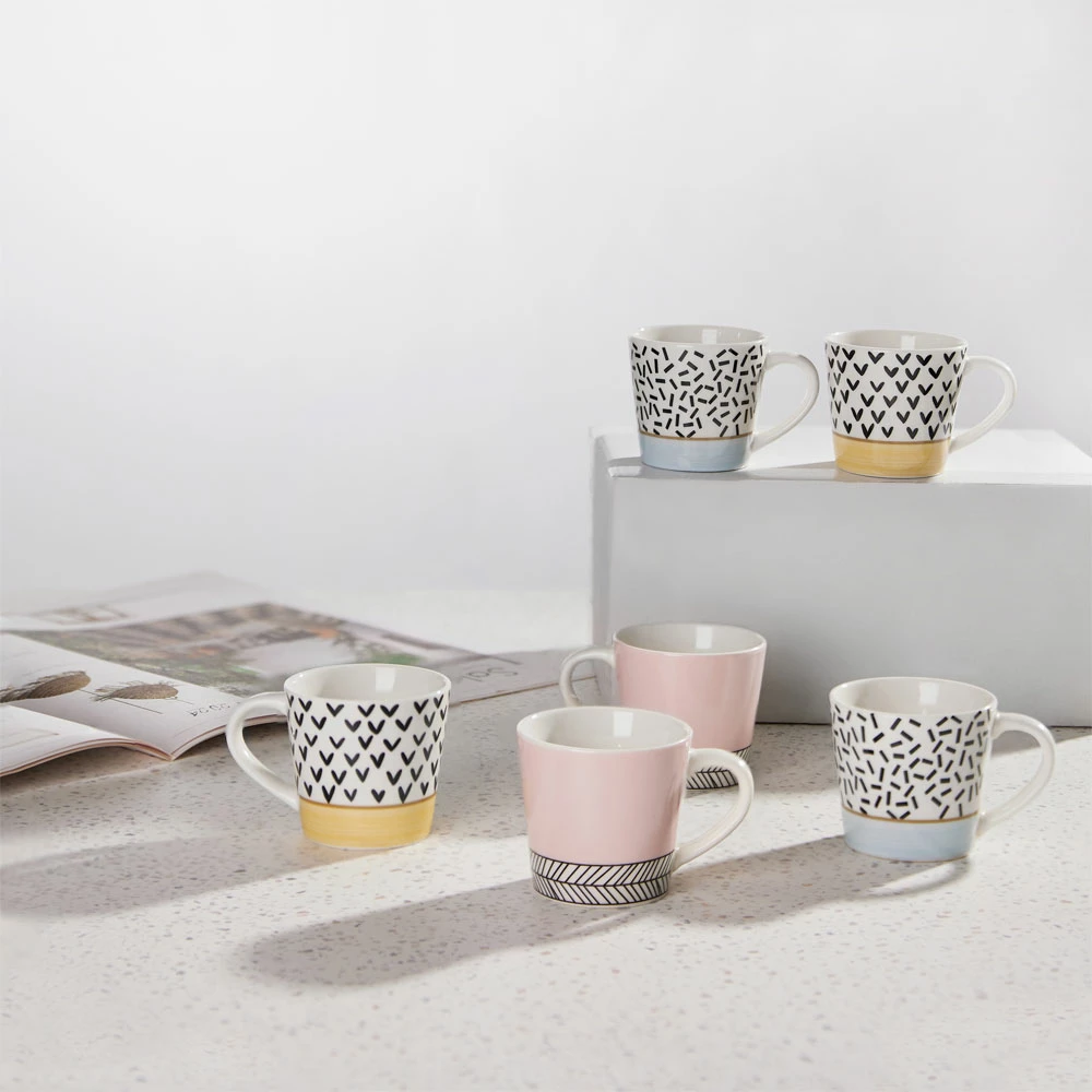 Set filxhanësh espresso HAPPY, 6 copë, shumëngjyrësh, 9.5x6.5x5cm, porcelan New Bone