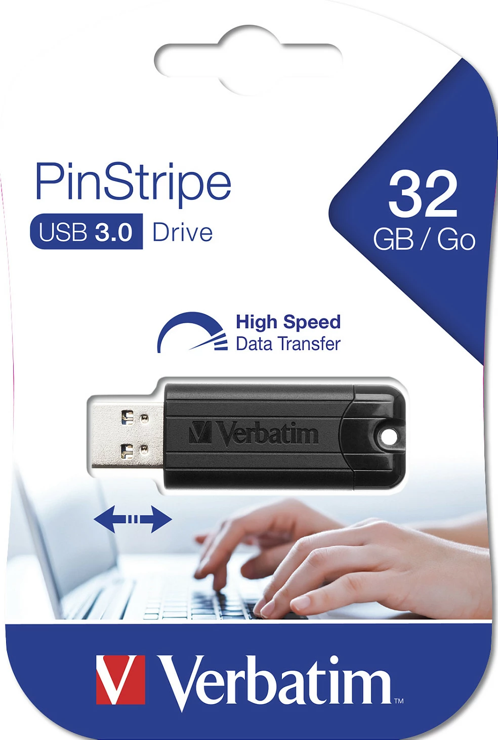 USB stik Verbatim PinStripe 3.0, 32GB, USB-A 3.2 Gen 1, i zi