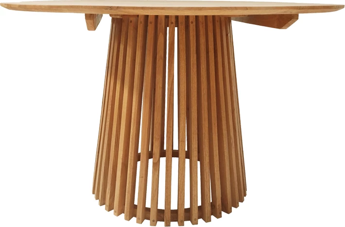 Tavolinë me karrige Elaiza-Kenda 5 pjesë dru teak, ngjyrë natyrale-bezhë, D120x75cm