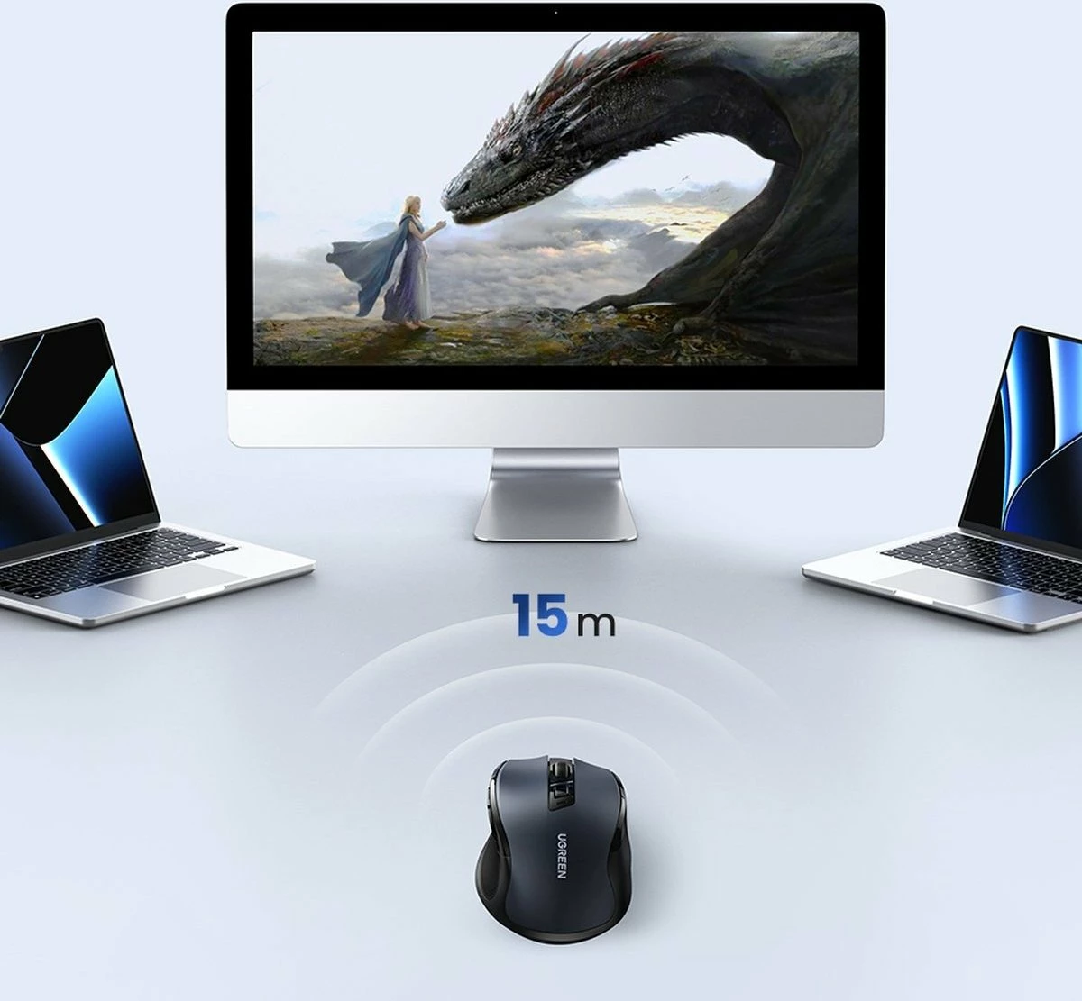 Maus wireless Ugreen MU006 4000 DPI Bluetooth 5.0/2.4GHz, i zi