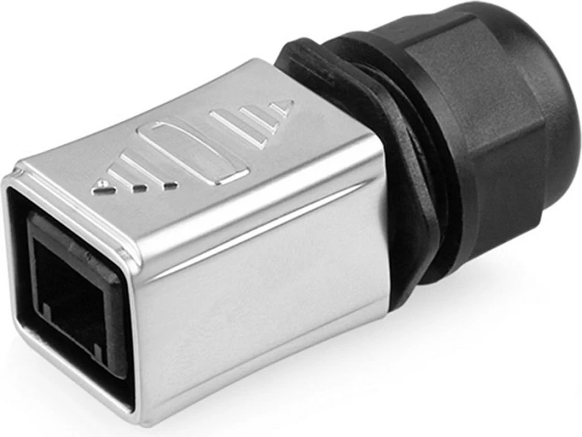 Konektor industrial RJ45 GoodConnections S6, IP65/IP67, metal, gri