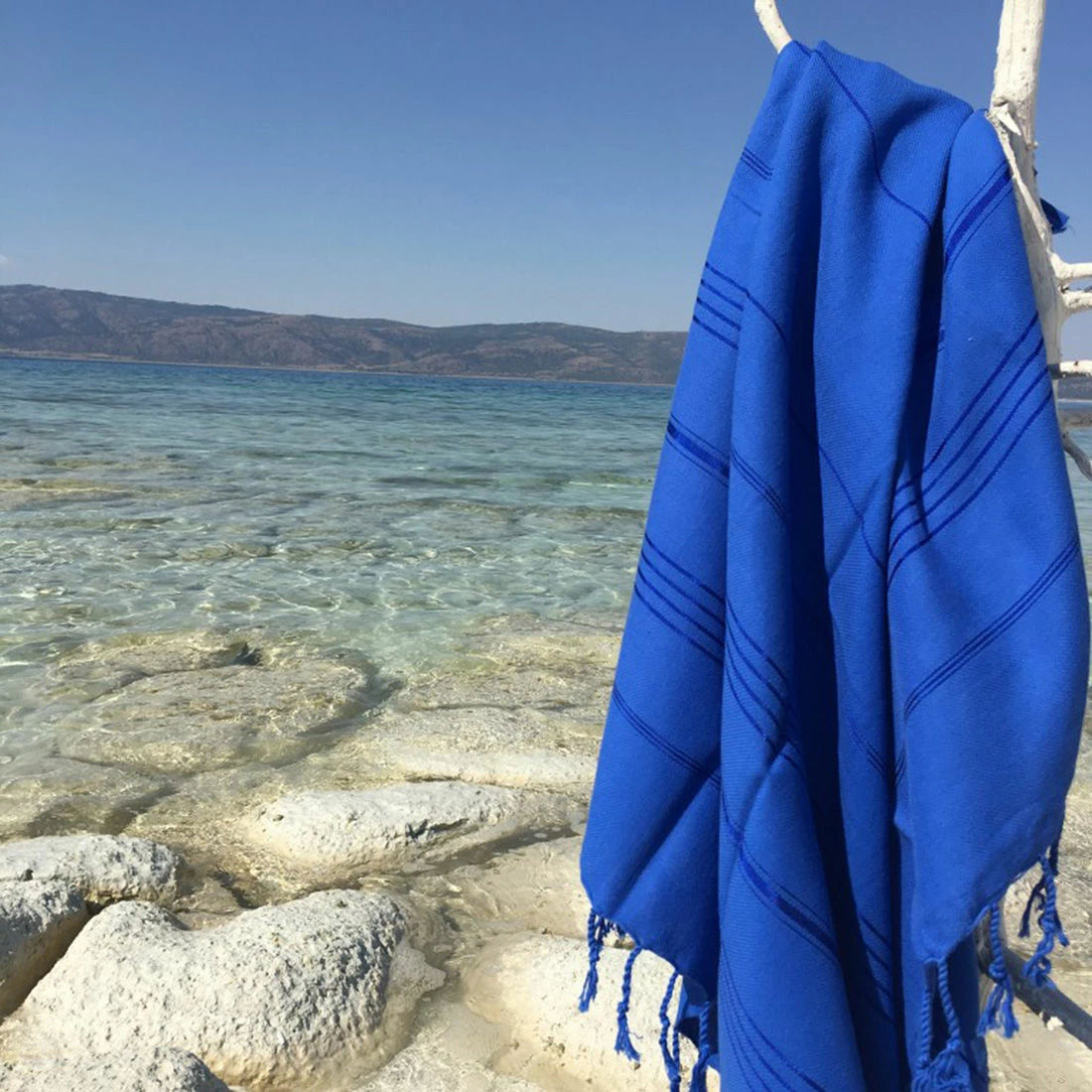 Peshqir plazhi Fouta Mijölnir, Sultan, ngjyrë kaltër, 95x175cm