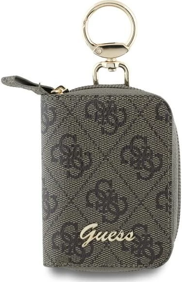 Portofol kabllosh Guess Cable Pouch 4G Triangle, lëkurë ekologjike, kafe