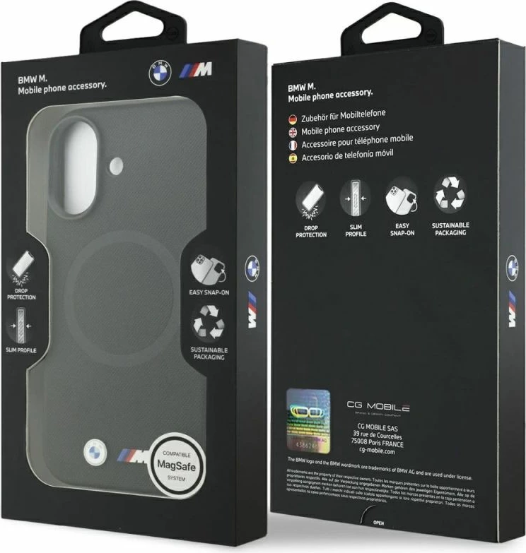 Kapak telefoni BMW M FW Metal Logo MagSafe për iPhone 17, i zi