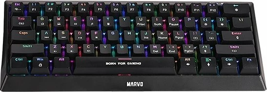 Tastierë gaming Marvo KG962G EN-R 60% mekanike me switche të kuq, RGB, USB, e zezë