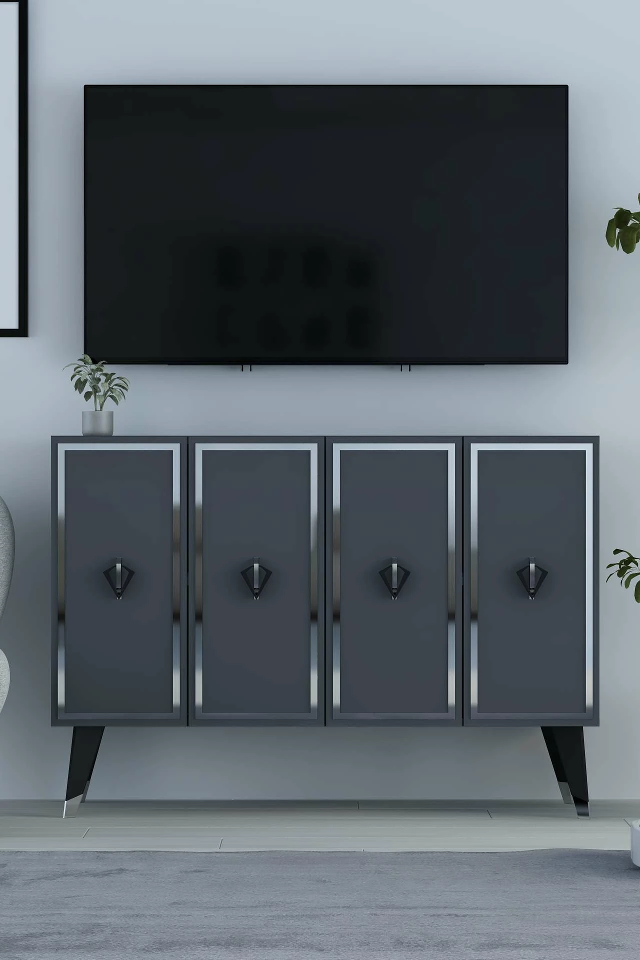 Konsol Skye Decor, 8176KM-32, antracit, e zezë, argjend