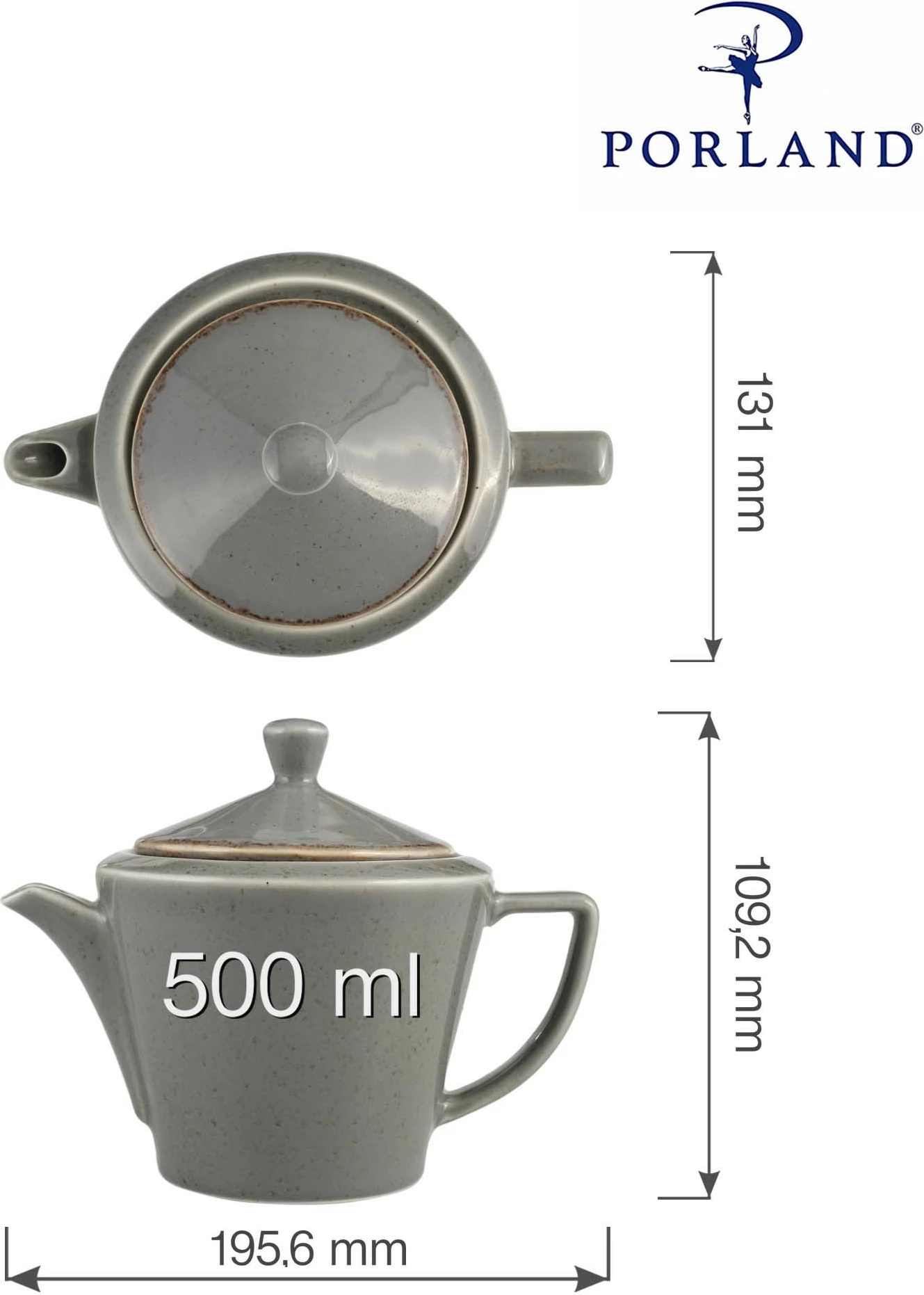 Çajnik Porland Seasons Stone 500 ml, gri e errët, set 6 copë