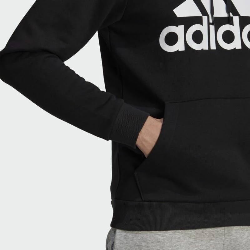 Duks me kapuç adidas për meshkuj, i zi me logo të bardhë [Madhësia: XL]
