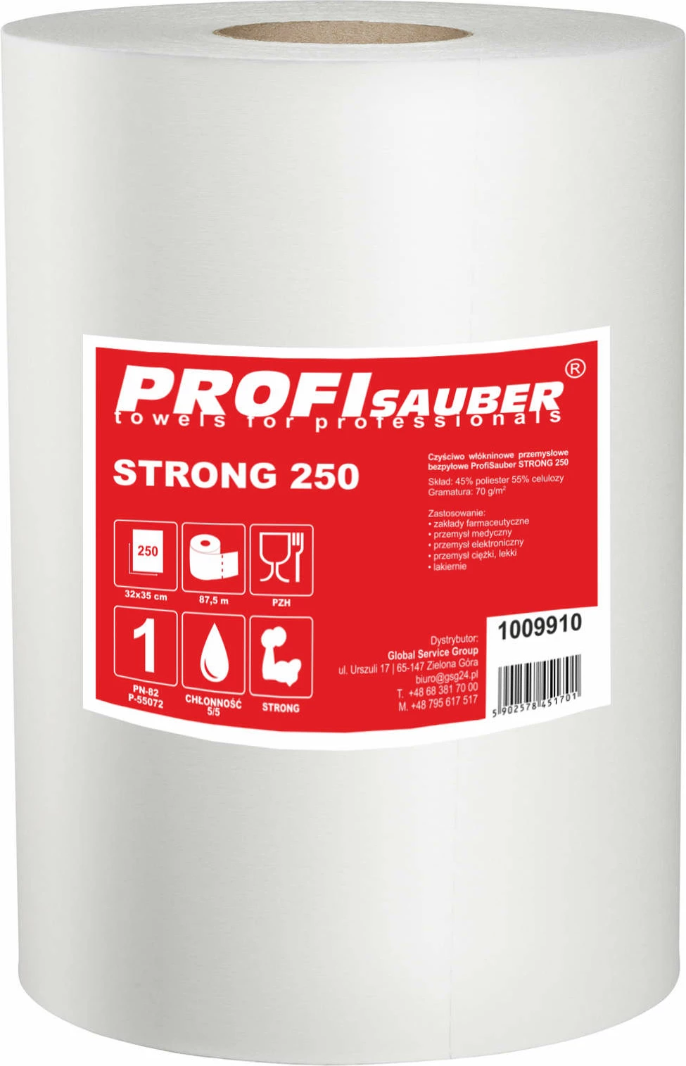 Leckë pastrimi industriale Profi Sauber STRONG 250, 250 fletë, e bardhë