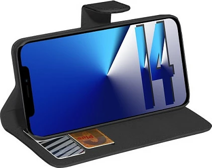 Mbështjellës PEDEA 50160945 për iPhone 14, me xhepa kartelash, mbyllje magnetike, stand, i zi