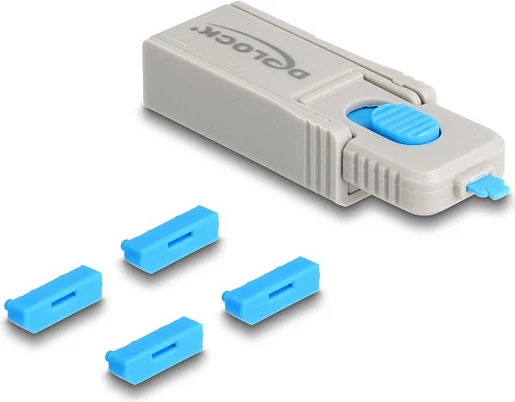 Bllokues porti DisplayPort DeLOCK, set 4 copë me çelës/mjet mbyllës, blu/gri