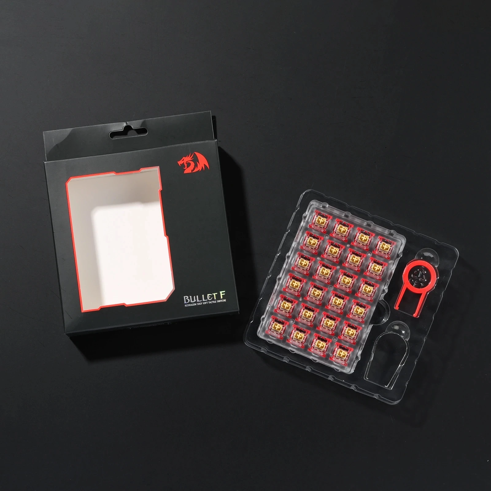 Switch Redragon Bullet-F A113, tactile (ekuivalent MX Blue), set 24 copë, kuqe