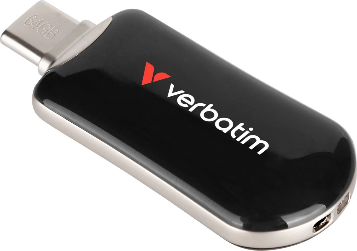 USB Verbatim Plectra 64GB, USB Type-C, 3.2 Gen 1, e zezë