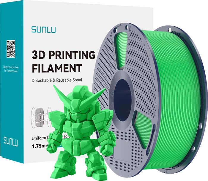 Filament për printim 3D Sunlu PLA+ 2.0, 1.75 mm, ±0.02 mm, gjelbër