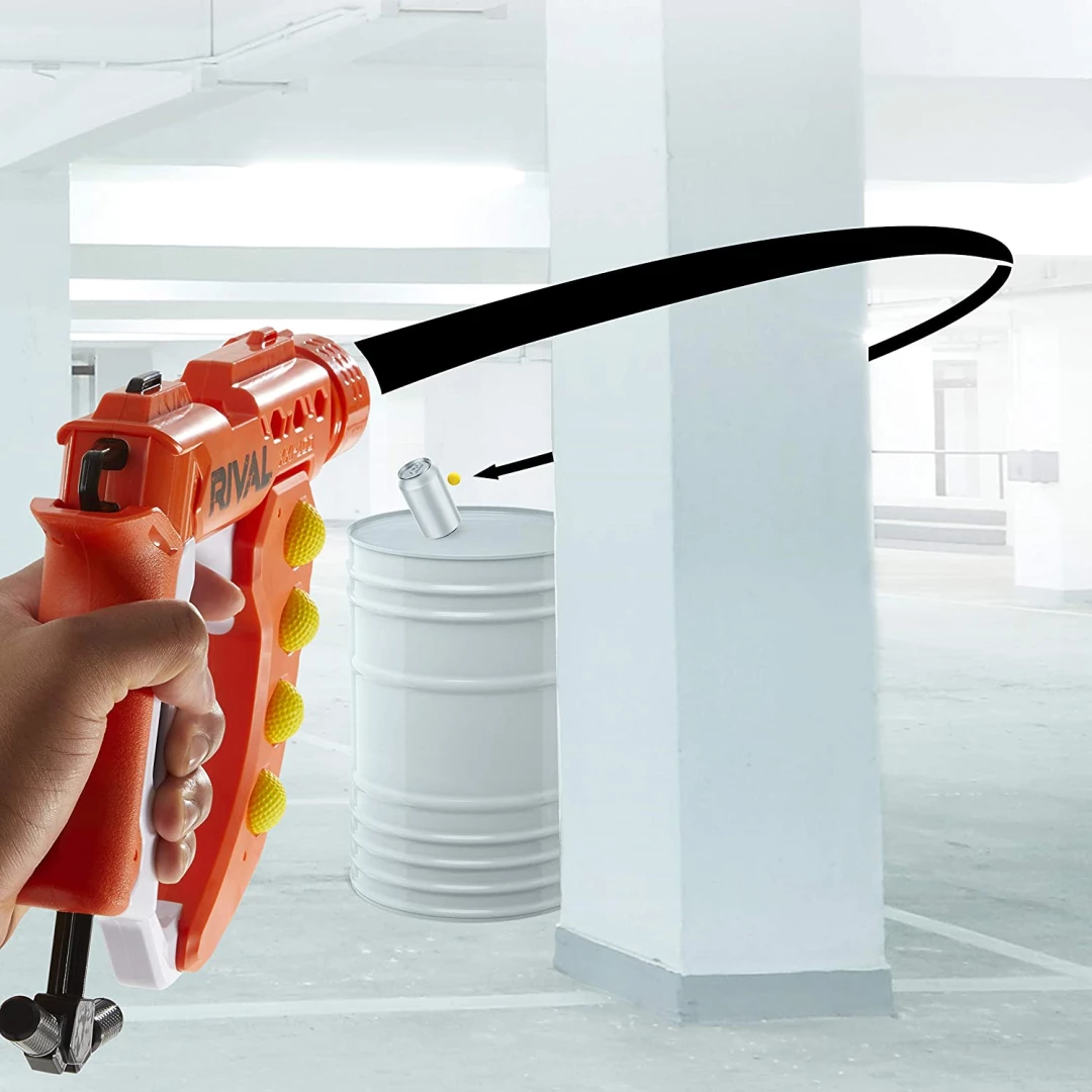 Blaster lodër Nerf Rival Curve Shot Flex XXI-100, 90 FPS, 5 toptha, portokalli/bardhë