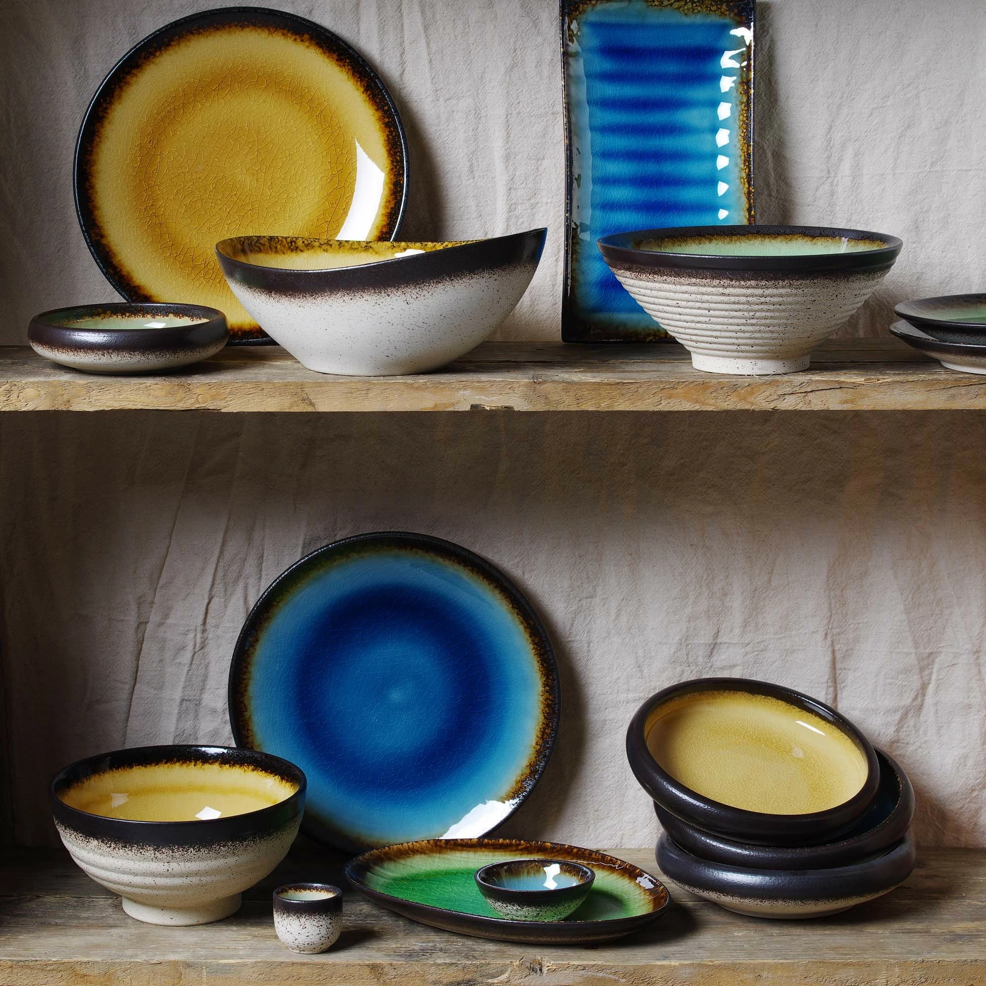 Pjatë ovale Fine Dine Beryl 272x150 mm, e gjelbër, set 3 copë