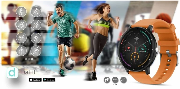 Smartwatch Gravity për meshkuj, zi-portokalli