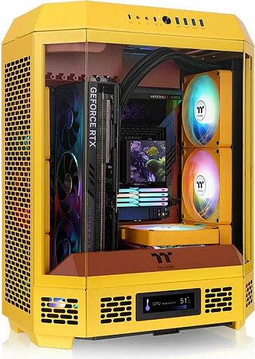Kasë Thermaltake The Tower 600, Midi Tower, Tempered Glass, RGB, USB 3.2, Butter Caramel e verdhë