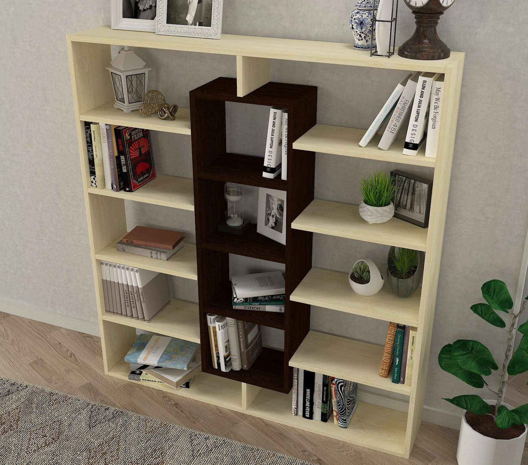 Raft librash Hanah Home, Ample, ngjyrë wenge dhe betull