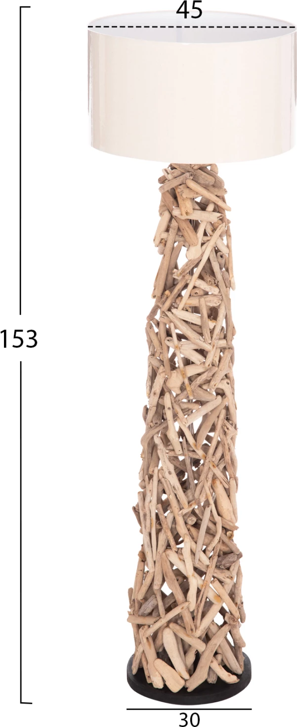 Llambë dyshemeje dekorative ALTAR, dru bregdeti, kapak PVC i bardhë, Φ45x153cm