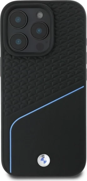 Mbështjellës BMW Sign Leather Textured And Line MagSafe për iPhone 16 Pro Max, i zi