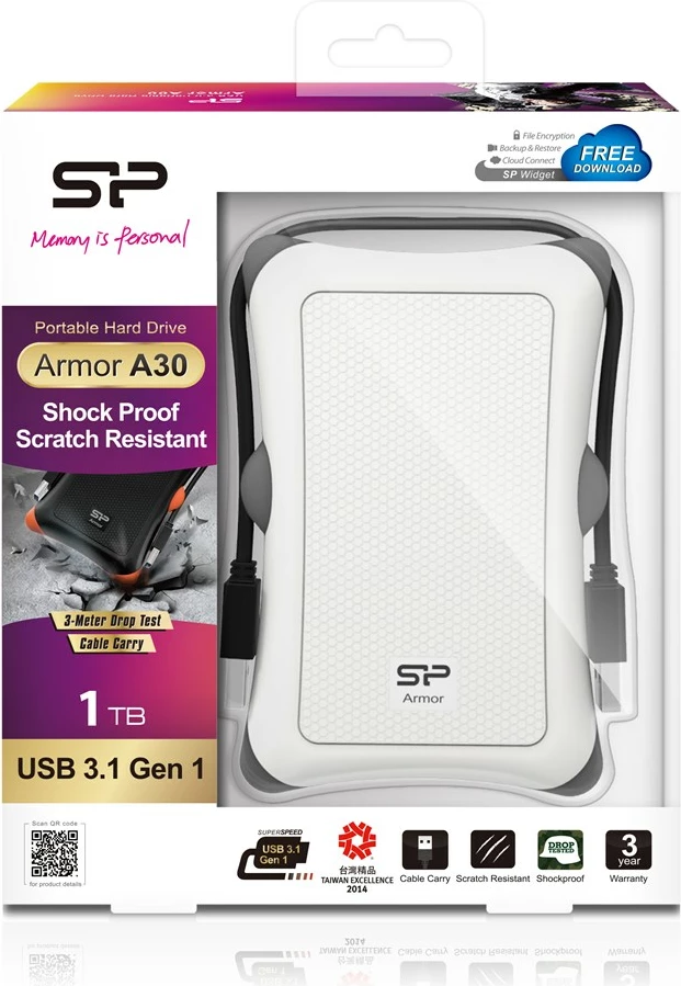 Disk HDD Silicon Power Armor A30, 2.5", 1000 GB, i bardhë