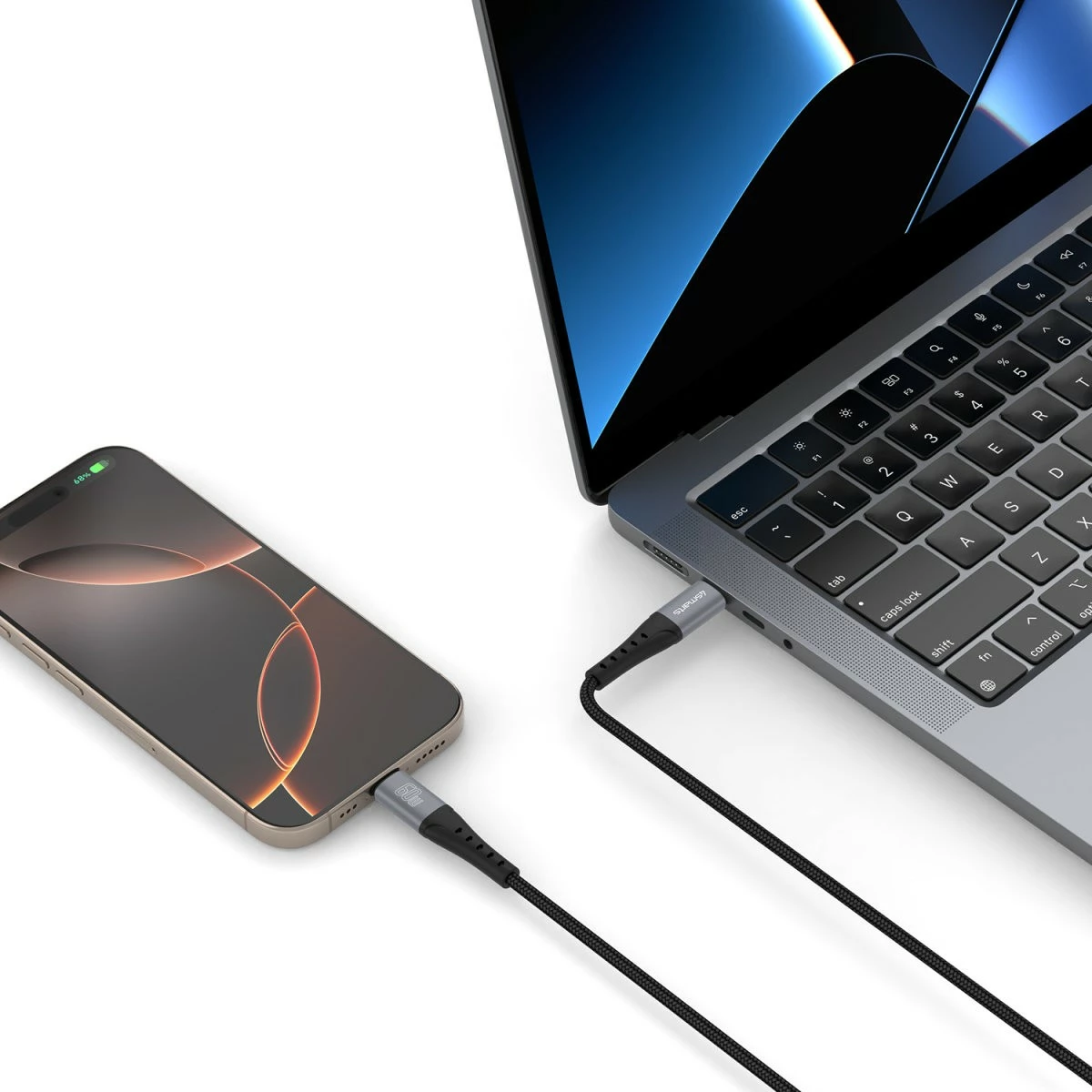 Kabllo USB-C 4smarts PrimeCord 1.5m 60W, e zezë