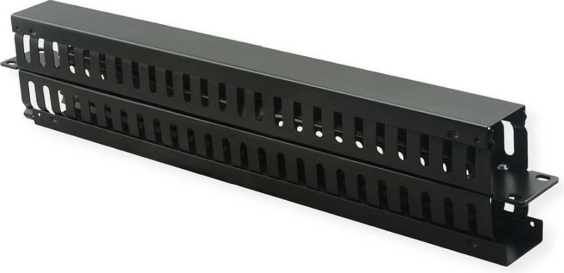 Kanal kabllosh VALUE 19" 1U, panel frontal për rack, i zi
