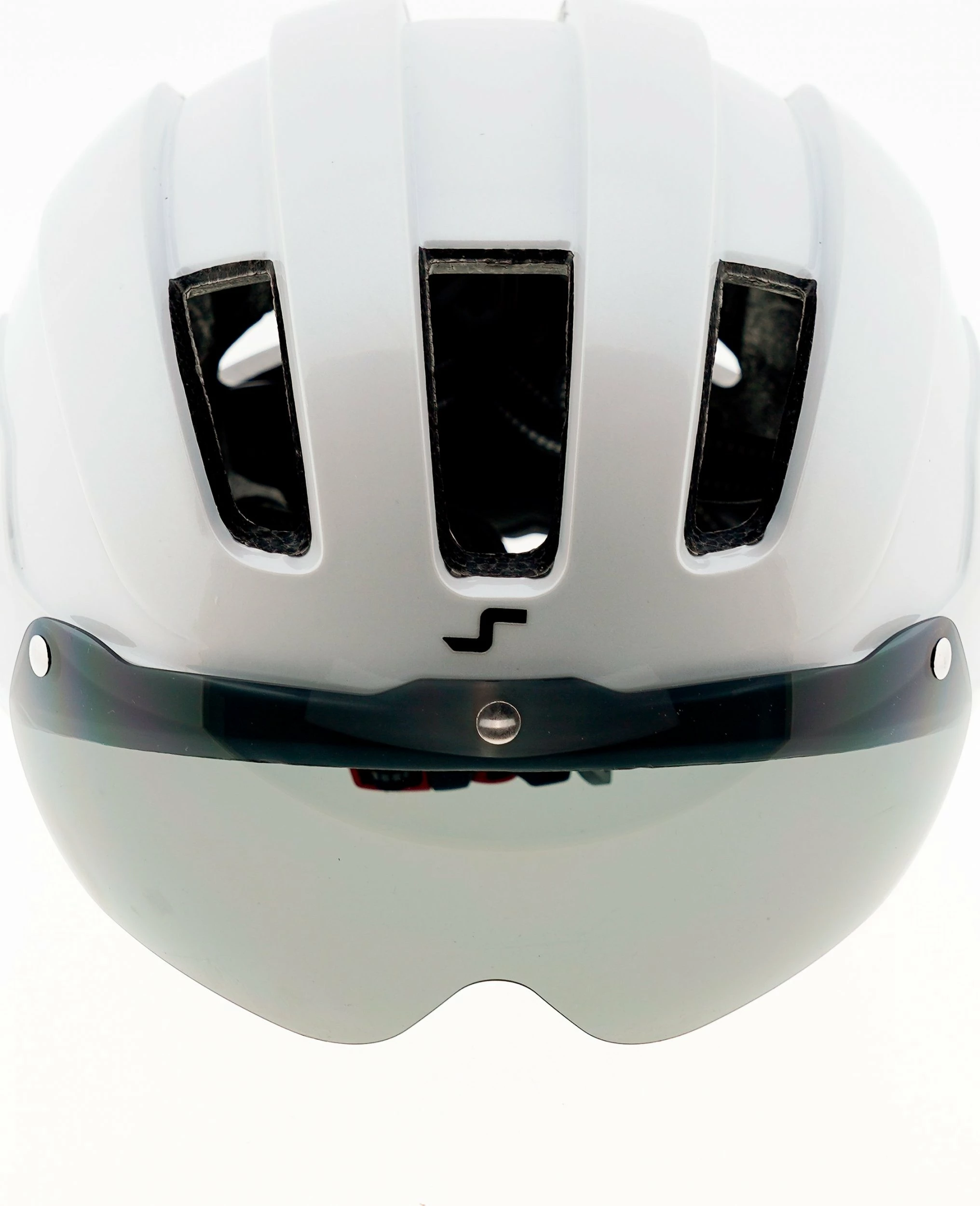 Helmet biçiklete Skateflash Atomic L (58-61 cm), me dritë LED mbrapa, i bardhë