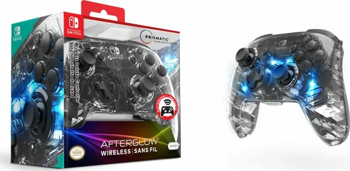 Pad wireless PDP Afterglow Deluxe 500-137-EU, LED prismatic, për Nintendo Switch, transparent