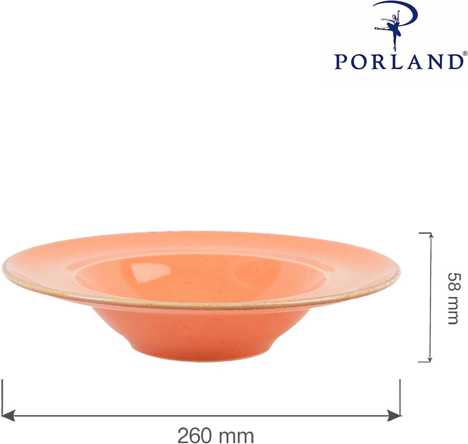Pjatë paste Porland Seasons Amber ø260 mm, 500 ml, portokalli, set 6 copë