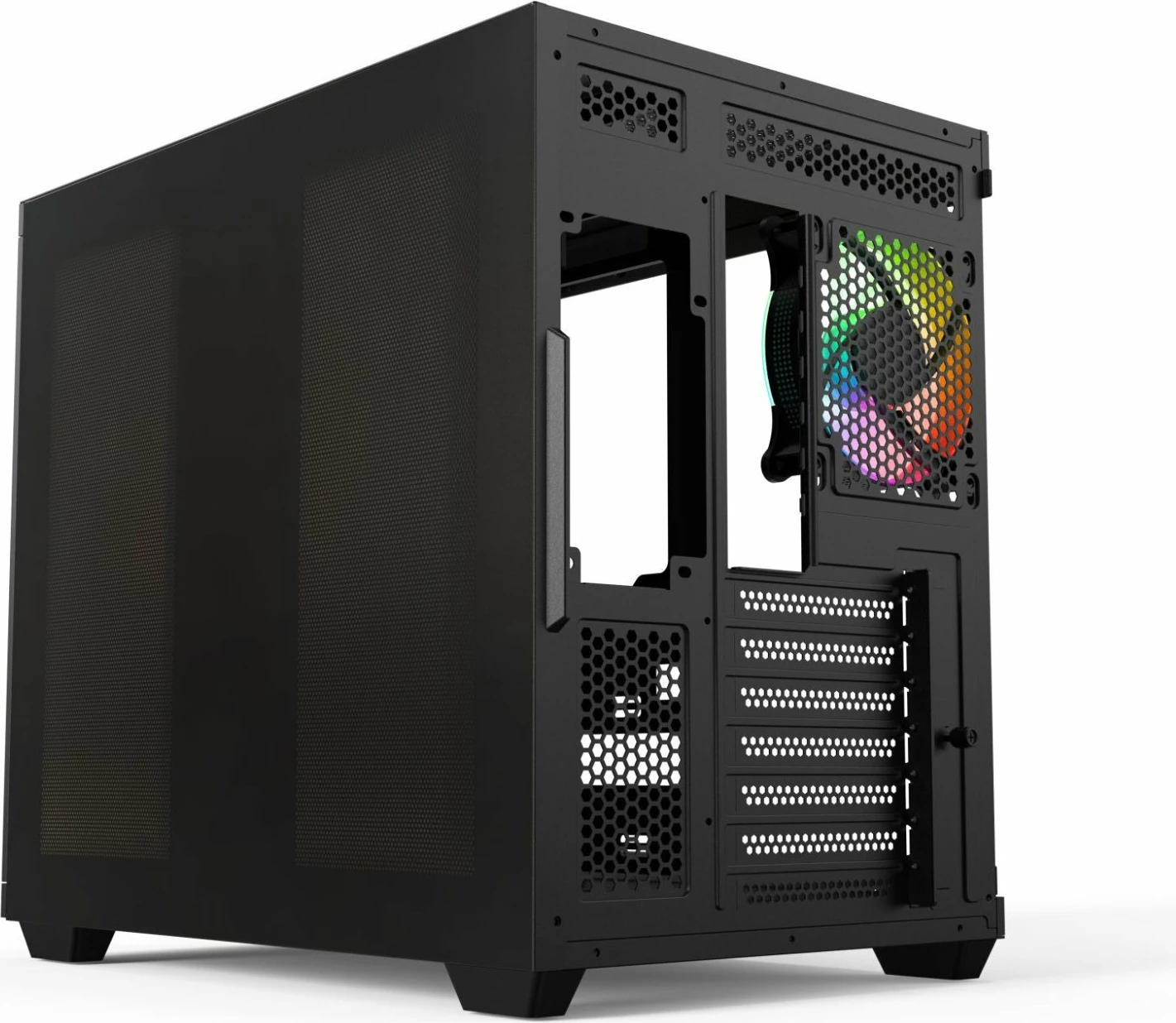 Kasë Redragon GC-625-PRO Vision ARGB, Midi Tower ATX/µATX/ITX, LCD ekran, 4 ventilatorë ARGB, pa PSU, e zezë