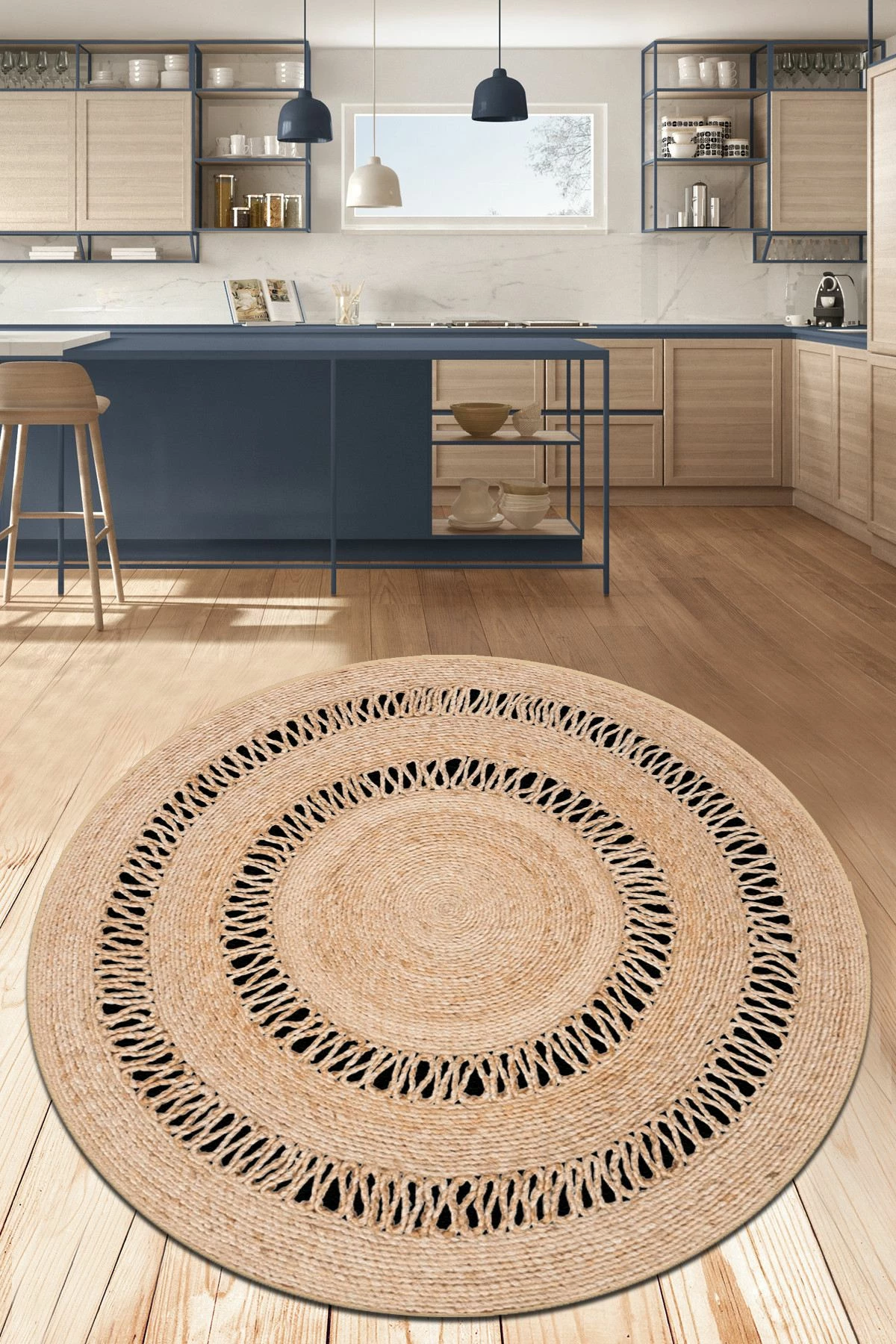 Qilim (140 cm) Conceptum Hypnose, jute, shumëngjyrësh, çap 140
