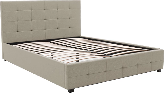 Shtrat dopio Roi me hapësirë ruajtëse, ngjyrë fildishi, 160x200cm