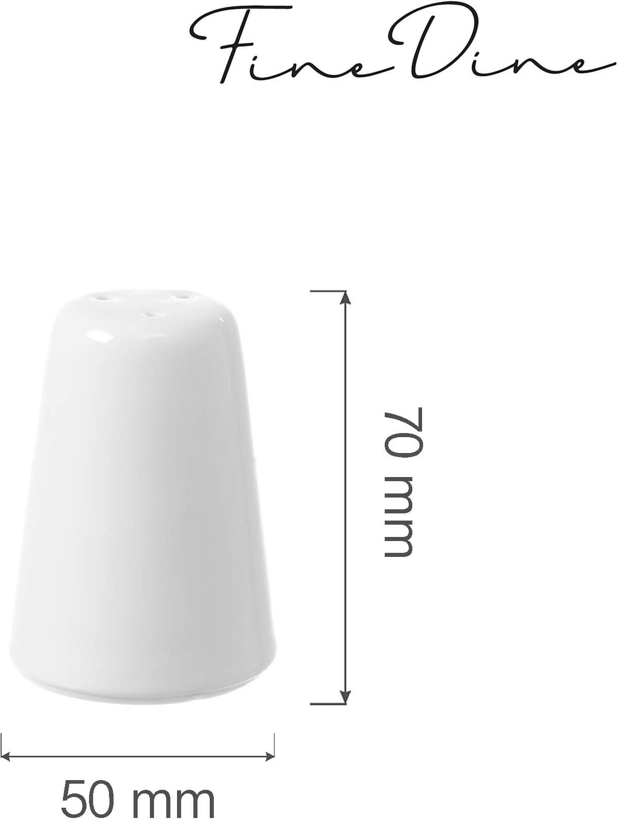 Shkundës piper Fine Dine Bianco 50xH70mm, i bardhë, set 6 copë