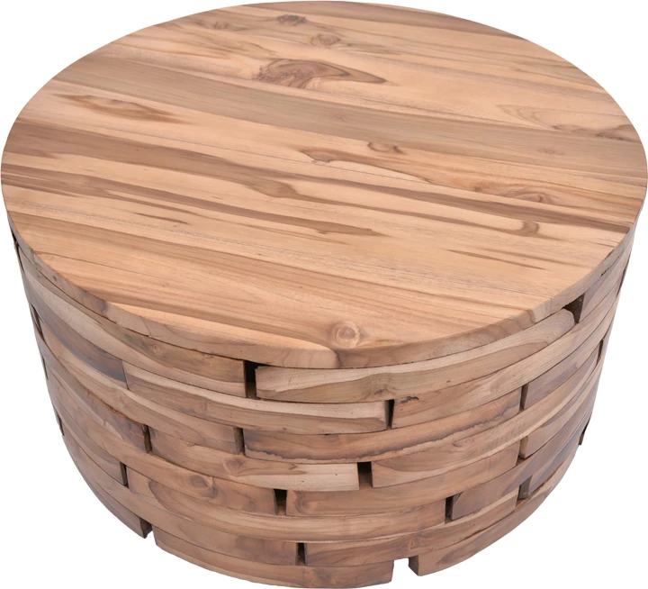 Tavolinë për dhomë ndeje, dru tik natyral, Φ90x45cm