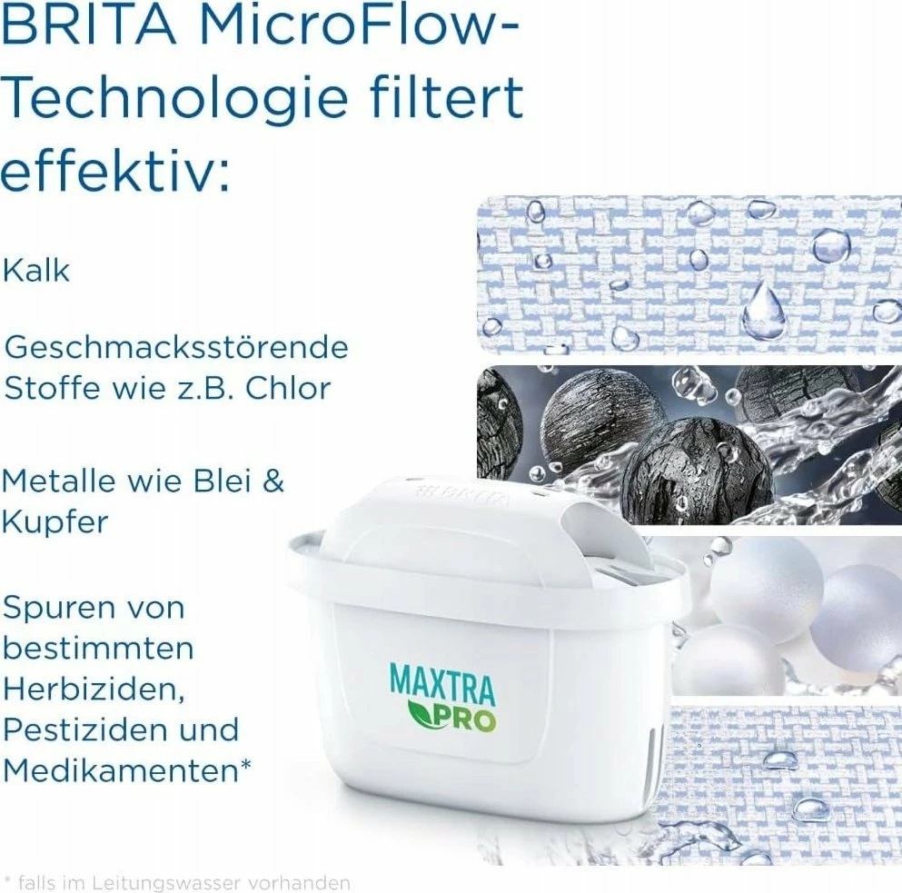 Kanarë filtruese uji Brita Glass 2.5L me indikator elektronik, 2x MAXTRA Pro Pure Performance, transparente/blu