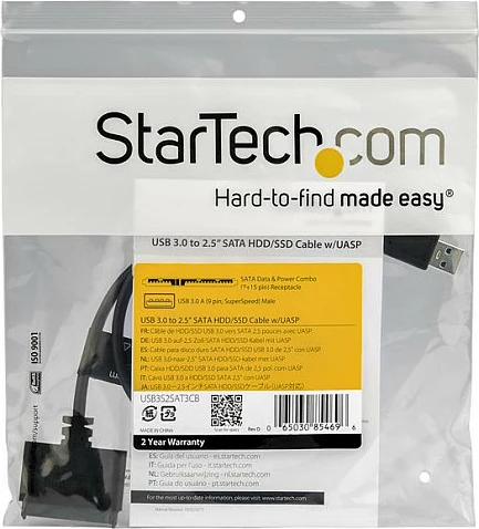 Kabllo adapter SATA n'USB StarTech USB3S2SAT3CB, USB 3.0, SATA III 6Gbps, 0.5 m, e zezë